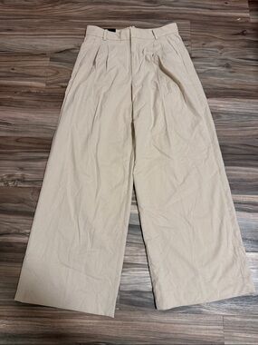 Banana Republic Womens Sz. 8 Beige Pleated Wide Leg Brushed Polyester Blend NWT